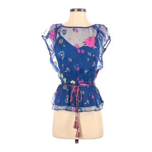 Plenty by Tracy Reese XS Embroidered Belted Blouse